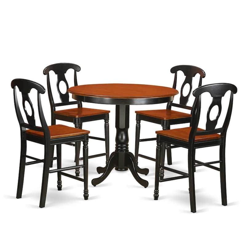 Modern Farmhouse Table Set - Kitchen Dining Table with Bar Stools - 5 Piece Set