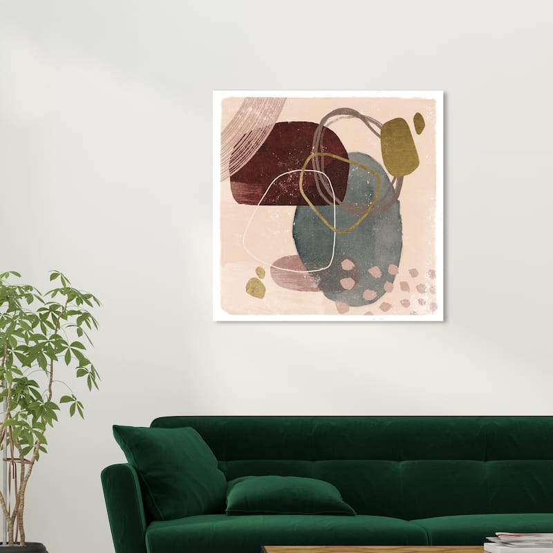 Wynwood Studio Canvas Abstract Shapes and Sound Pink and Metallic Gold Transitional Wall Art Canvas Print - 30 x 30