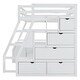 preview thumbnail 12 of 83, Wooden Loft Bed with 7 Storage Drawers and Bulit-in Desk, Twin/Full Size Loft Bedframe with Storage Shelves and Cabinet