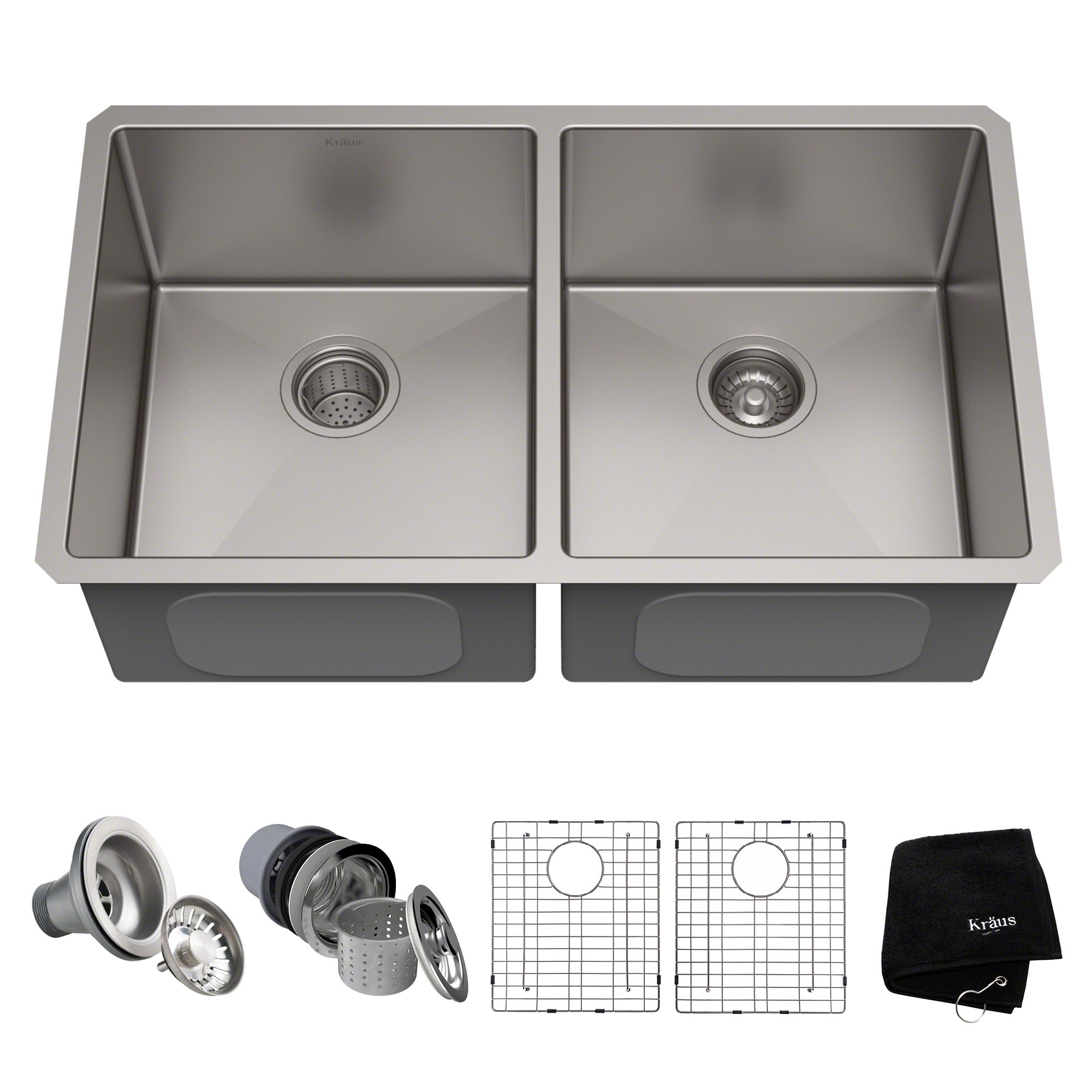 KRAUS Standart PRO Stainless Steel 33 in 50/50 Undermount Kitchen Sink