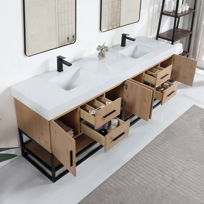 Altair Bianco Bath Vanity with White Composite Stone Top,no Mirror