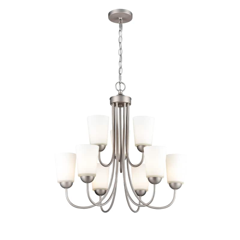 Millennium Lighting Ivey Lake 9 Light Chandelier in Multiple finishes with Frosted Glass Shades