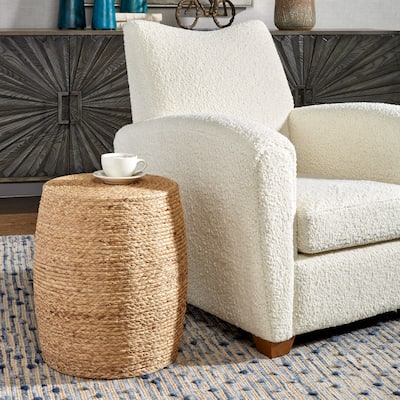 Braided Straw Accent Stool - 18.5" - Brown