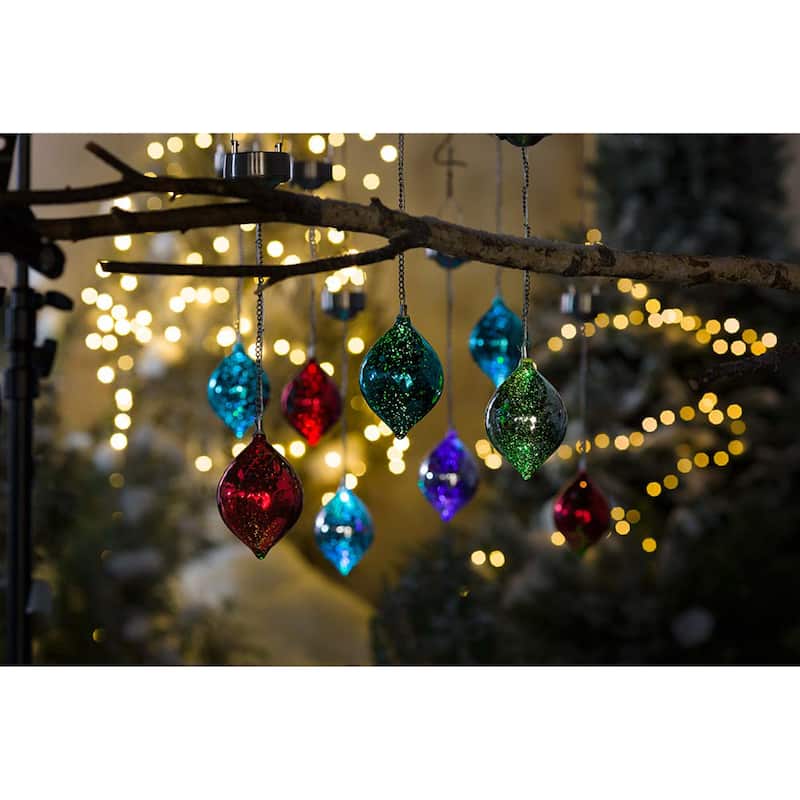 Color Changing Mercury Glass Solar Ornaments, Set of 3
