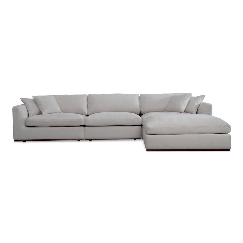 NADAAL STUDIOS Rio, 4-Piece Modular Sectional Sofa With Rubber Wood Base - 136.2"W x81.8"D x23.6"H - Off White