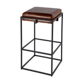 Eldridge Leather and Iron Backless Counter and Bar Stools with Footrest