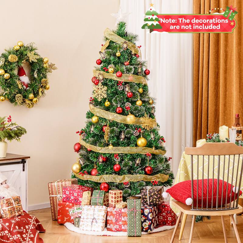 Gymax 5/6/7 FT Christmas Tree Artificial Xmas Tree w/ 8 Lighting Modes - See Details