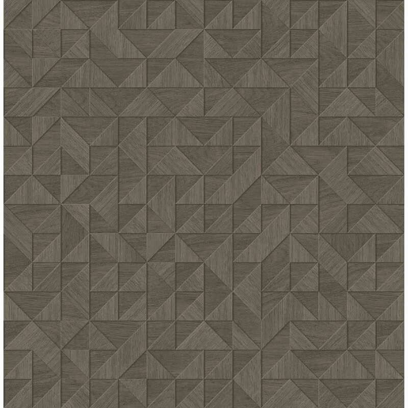 A-Street Prints Gallerie Taupe Geometric Wood Wallpaper