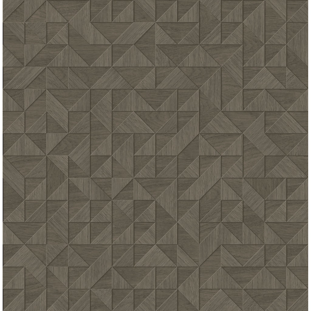 A-Street Prints Gallerie Taupe Geometric Wood Wallpaper