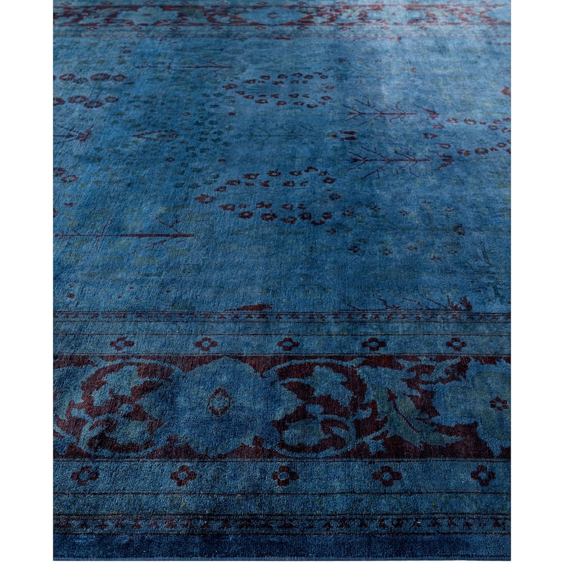 Overdyed One-of-a-Kind Hand-Knotted Area Rug - Blue - 9' 0" x 12' 1"