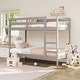 preview thumbnail 70 of 77, Walker Edison Simple Solid Wood Twin Over Twin Bunk Bed