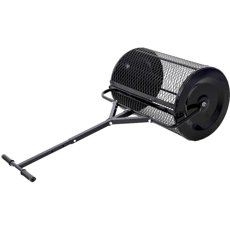 24" Heavy Duty Peat Moss Spreader, Metal Mesh T-Handle for Lawn