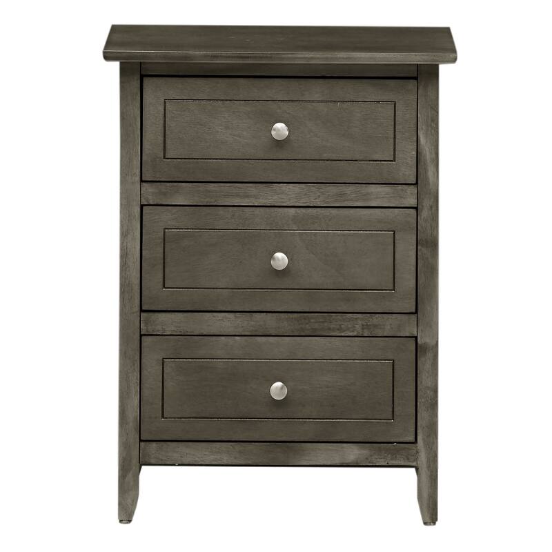 3-Drawer Wood Nightstand - 25" - Gray