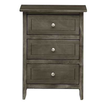 3-Drawer Wood Nightstand - 25" - Gray