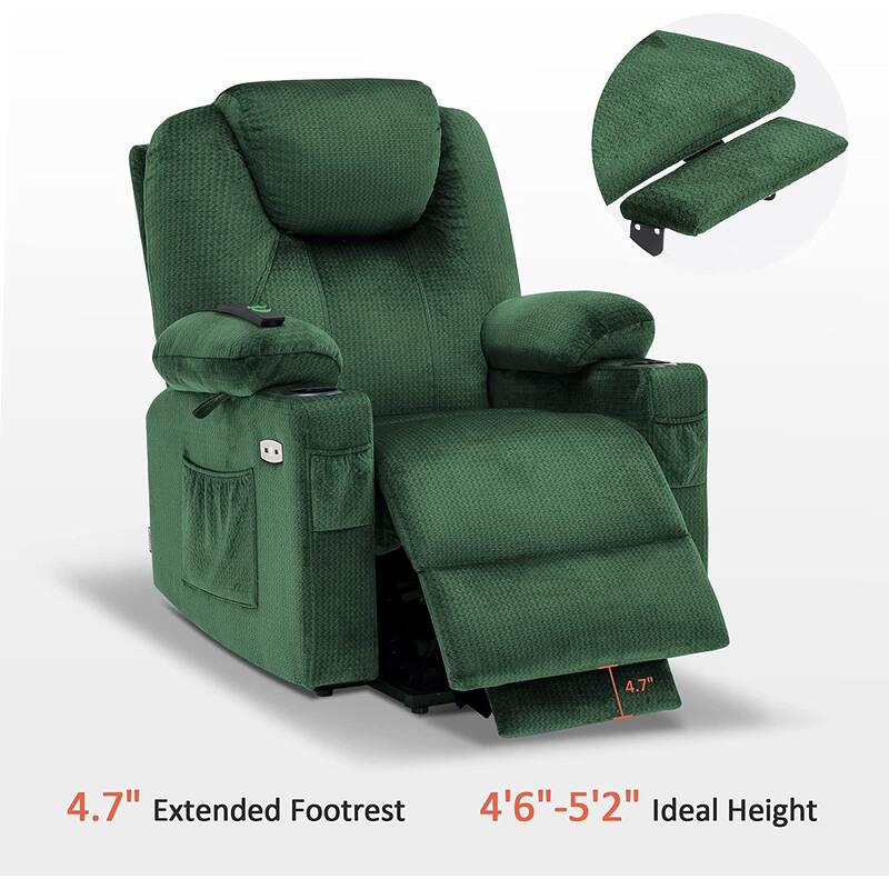 MCombo Small Power Lift Recliner Chair Sofa with Massage and Heat, 3 Positions and USB Ports Extended Footrest, Fabric 7141
