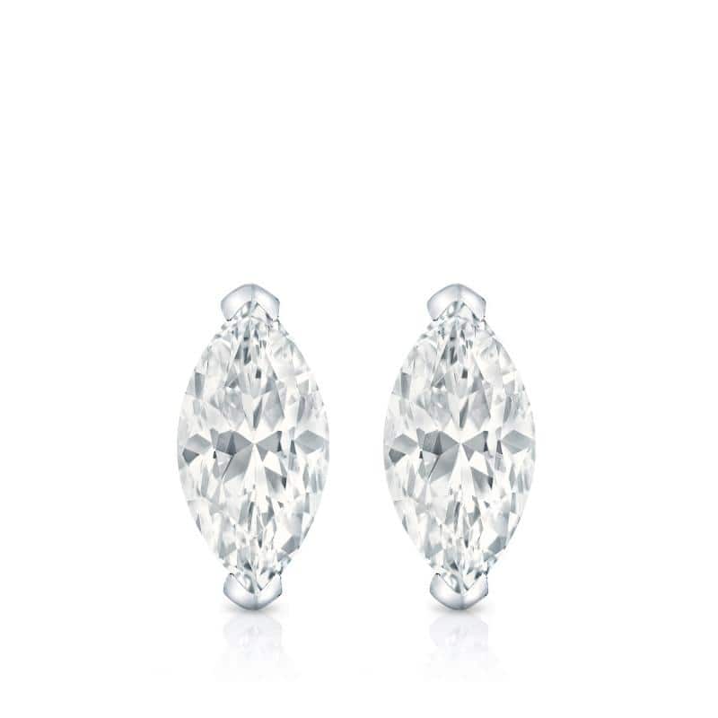 Auriya 14k Gold Lab Grown Marquise Diamond Stud Earrings 0.50 to 5.00 ct. tw. V-End Prong Screw-Back (F-G VS)