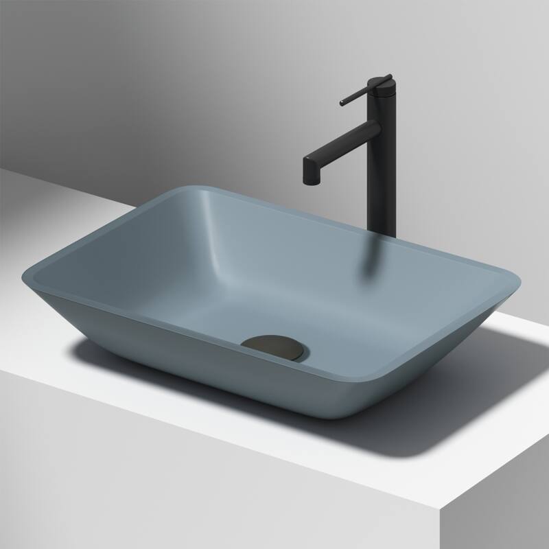 VIGO Sottile 18"L x 13"W x 4"H Glass Rectangular Vessel Bathroom Sink