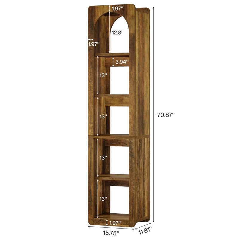 70.86" Tall Narrow Bookshelf for Small Space, Home Office