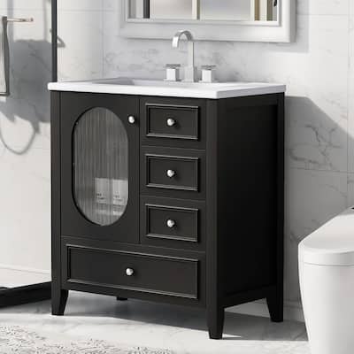 30" Bathroom Vanity With Sink, Bathroom Storage Cabinet