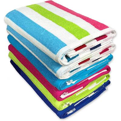 Kaufman - Cabana Stripe Beach & Pool Towel 30in X 60in - Soft & Absorbent - Assorted Colors - 100% Cotton - N/A