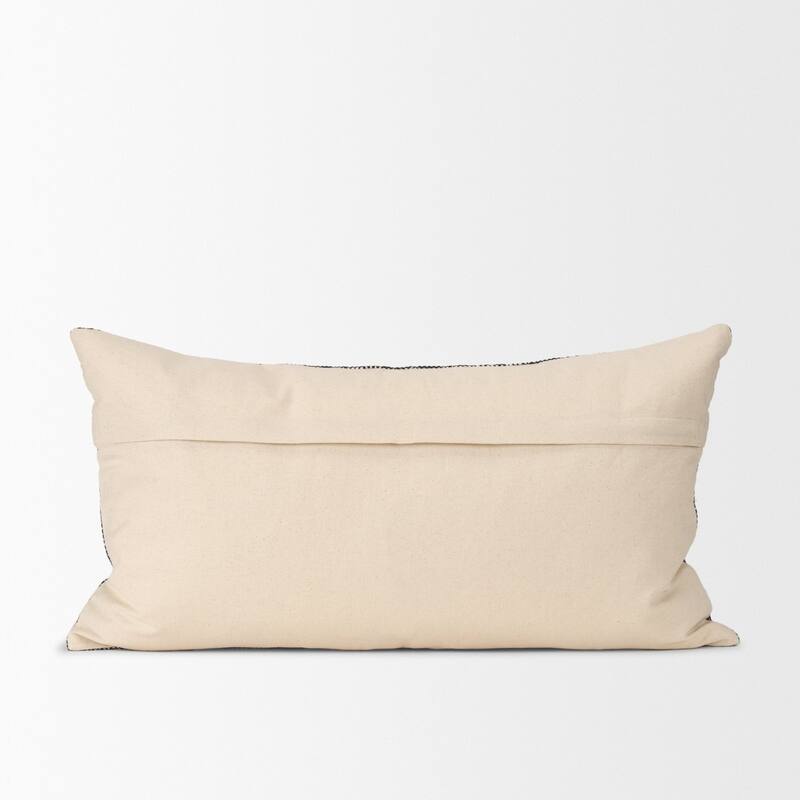 Jalia Cream and Black Cotton Decorative Lumbar Pillow Cover