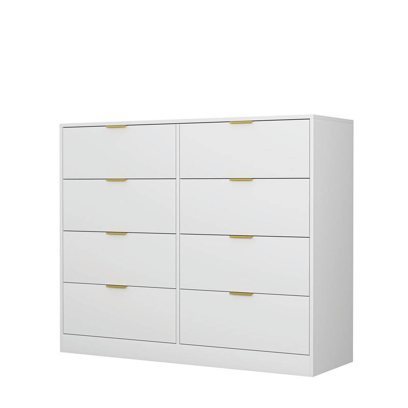 8-Drawer Tall Wood Dresser, Modern Handle-Free Storage Chest for Bedroom, Living Room or Hallway