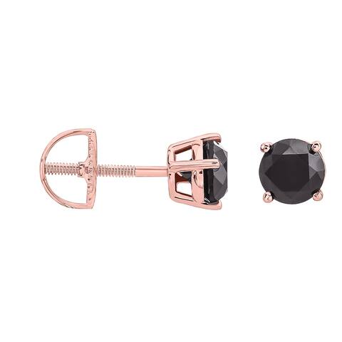Prism Jewel 1/6 Ctw to 1 Ctw Round Cut Prong Set Black Diamond Stud Earrings for Women