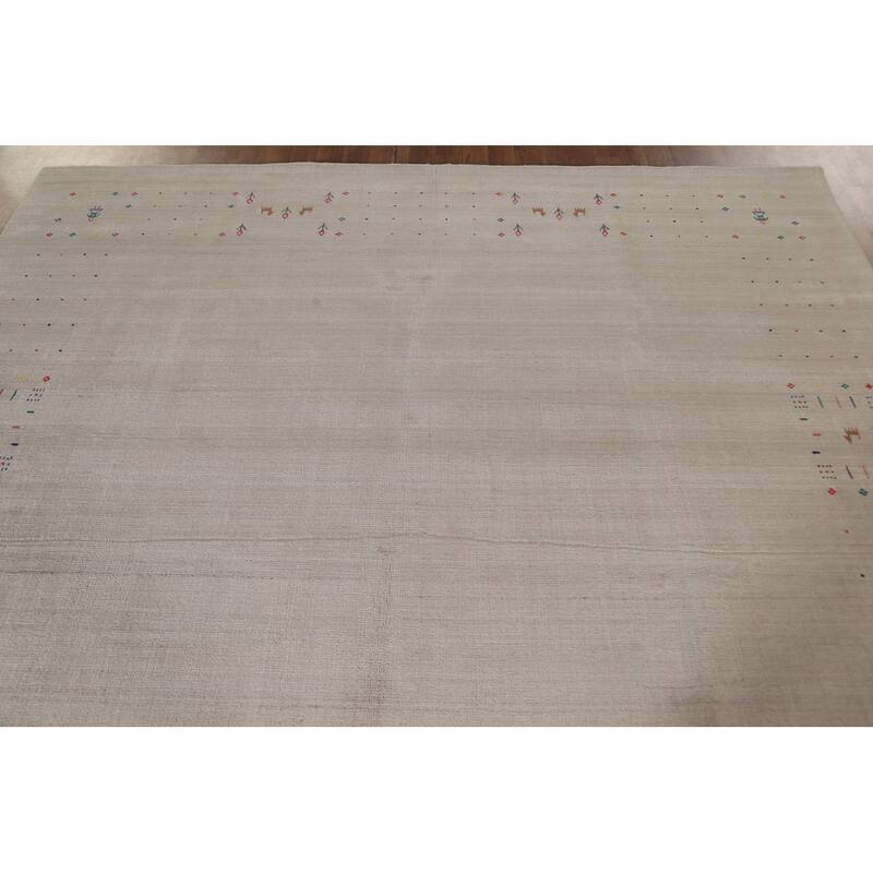 Gabbeh Area Rug Hand-Knotted Tribal Wool Carpet - 7'10" x 9'10"