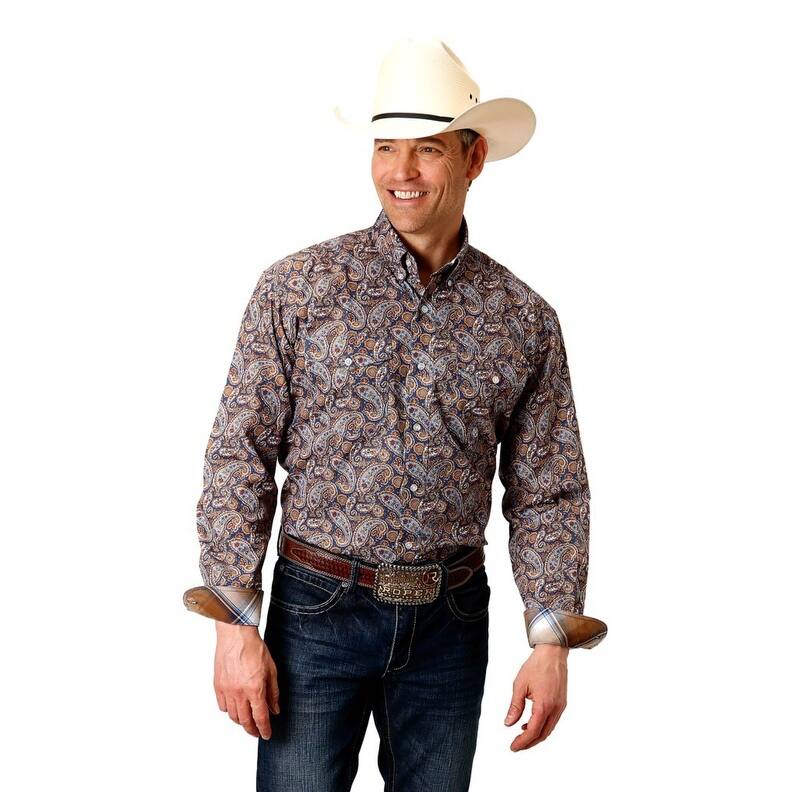 Roper Western Shirt Mens Long Sleeve Country Blue 03-001-0325-2010 BU
