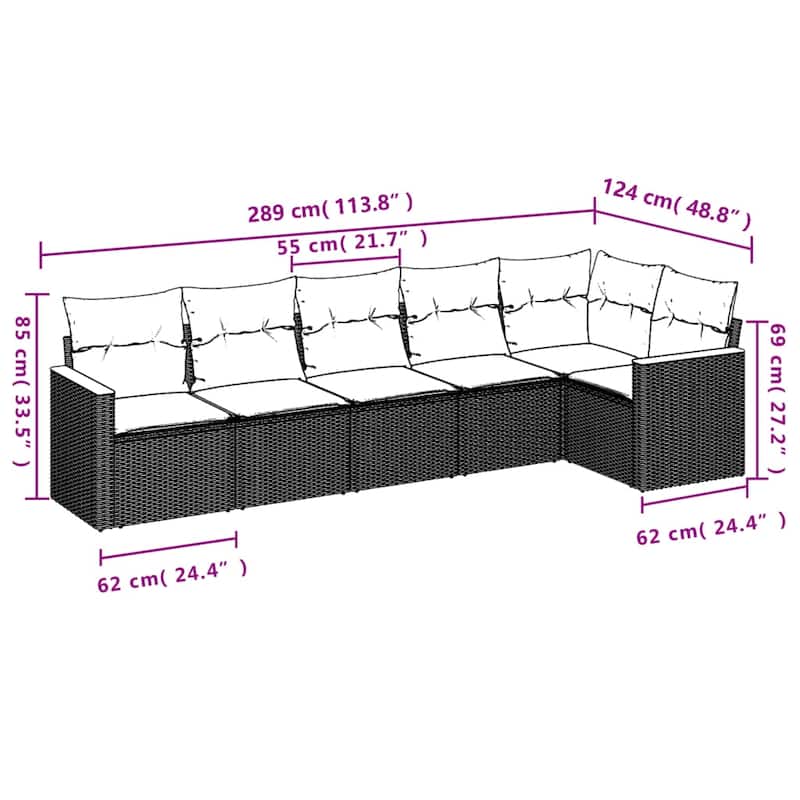 vidaXL Garden Sofa Set Black