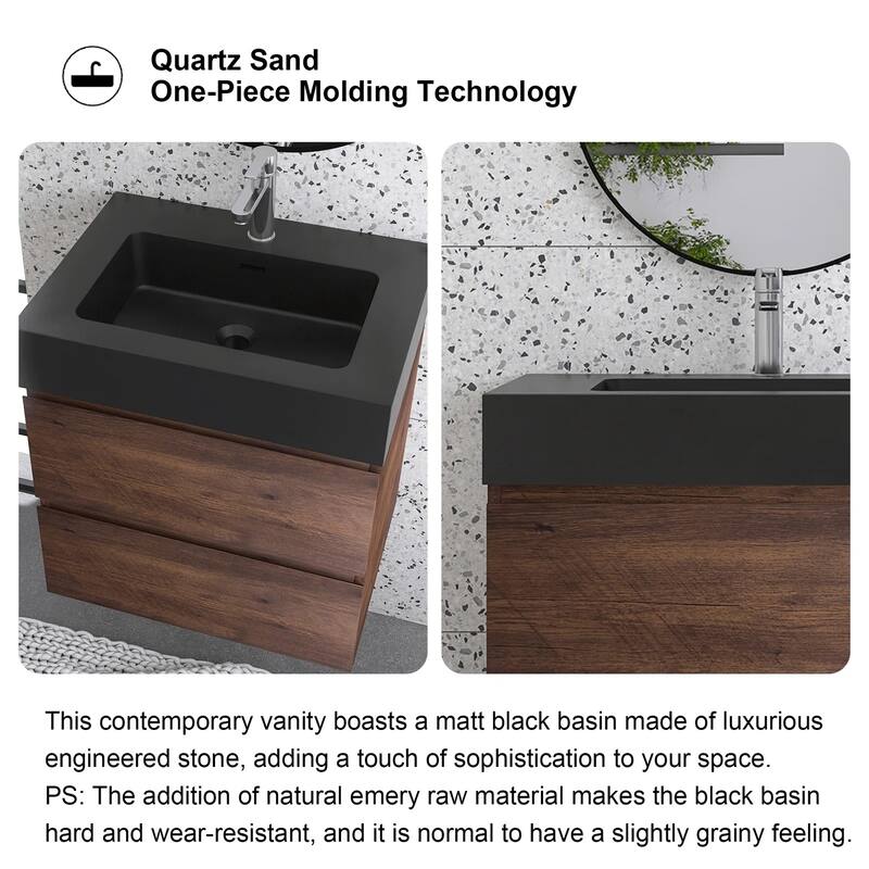 Single Sink Floating Bath Vanity in with Solid Surface Top