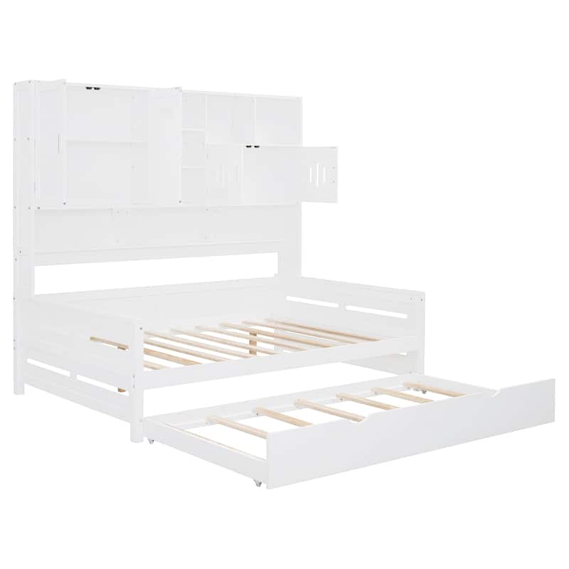 Full Size Wooden Daybed With Twin Size Trundle