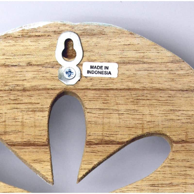 Blue and White Coastal Sand Dollar Single Hook Wall Hanger Carved Wood - Multi