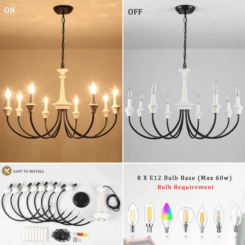 8-Light 28.34 in. Traditional Chandelier for Kitchen Living Room
