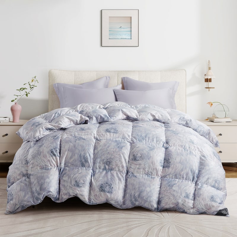 All Season luxurious Silk Covered 93% White Goose Down Comforter - Twin - Cloud Whirl