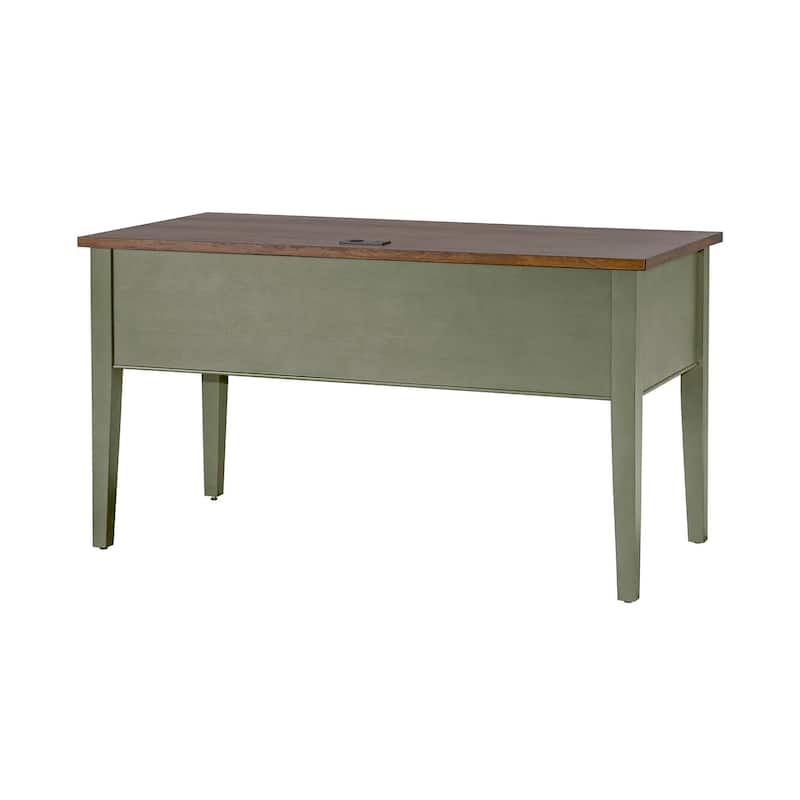 Farmhouse Half Pedestal Executive Desk, Writing Table, Office Desk, Blue