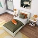 preview thumbnail 4 of 20, Max and Lily Twin-Size Upholstered Bed with Rectangular Headboard Cream