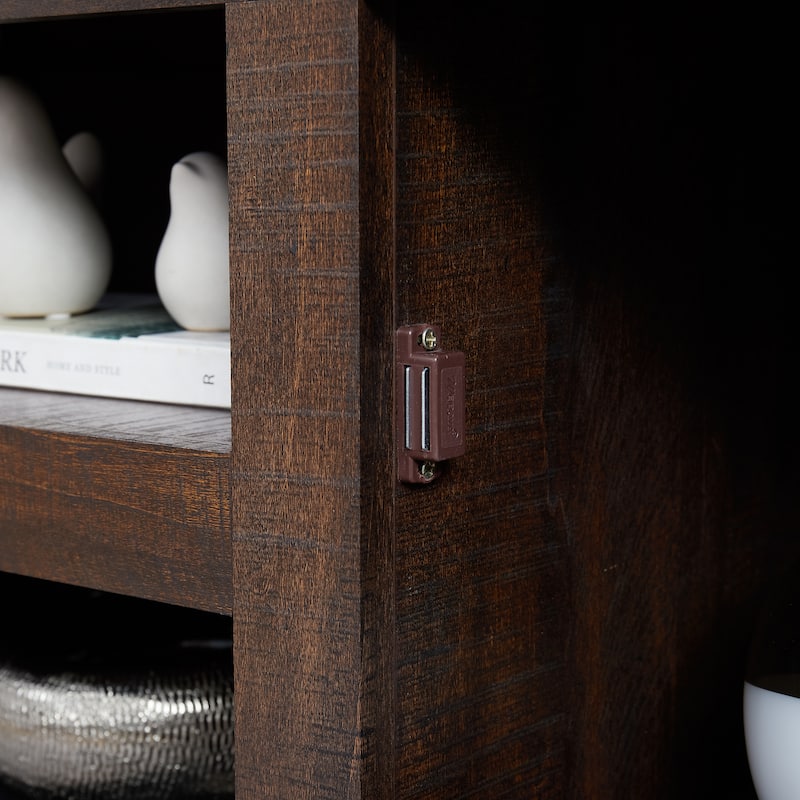 GDFStudio Merrow Wood TV Stand with Farmhouse Storage and Cable-Ready Design