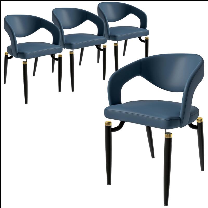 Entice Dining Chairs Set of 4 Upholstered Leather with Iron Legs Modern Accent Arm Chairs