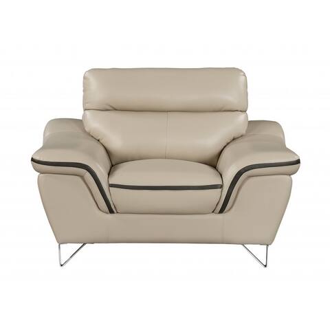HomeRoots36" Beige Contemporary Leather Loveseat - 36" x 49" x 37"