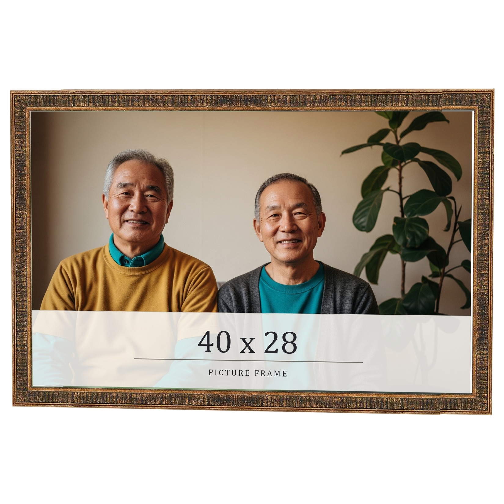 40x28 Frame Black Real Wood Picture Frame Kingsley Gold Distressed Photo Frame with UV Acrylic Foam Board Backing &