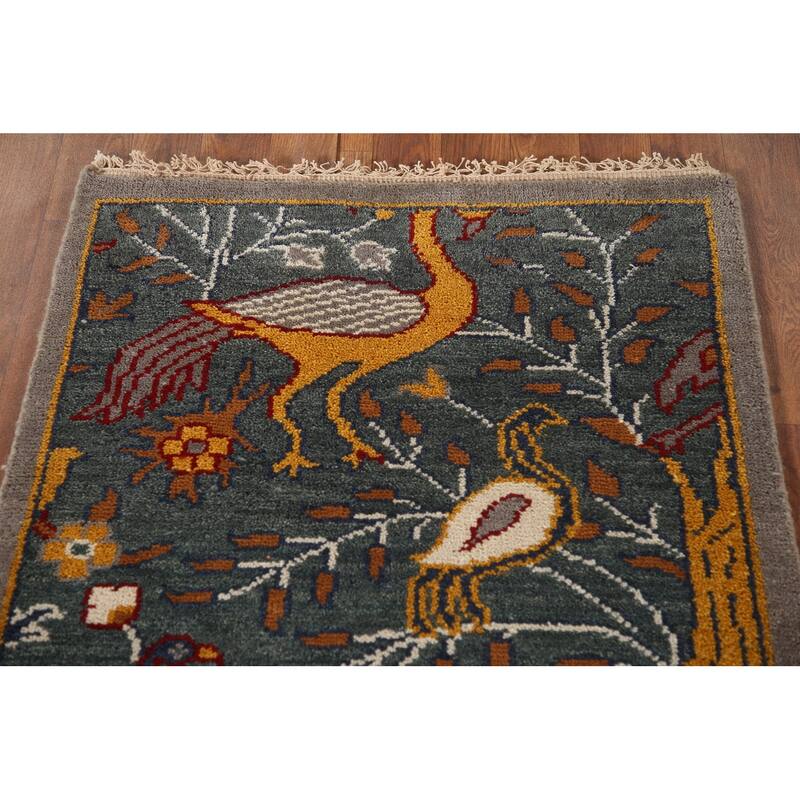 Animal Pictorial Ziegler Accent Rug Hand-Knotted Wool Carpet - 2'6"x 6'0"