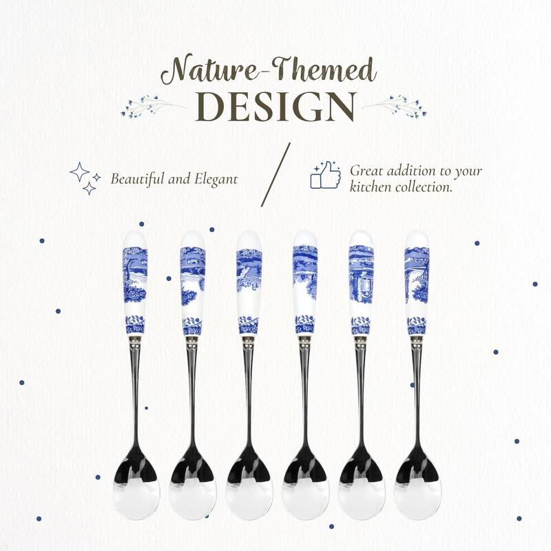 Spode Blue Italian Set of 6 Teaspoons - 6 inch