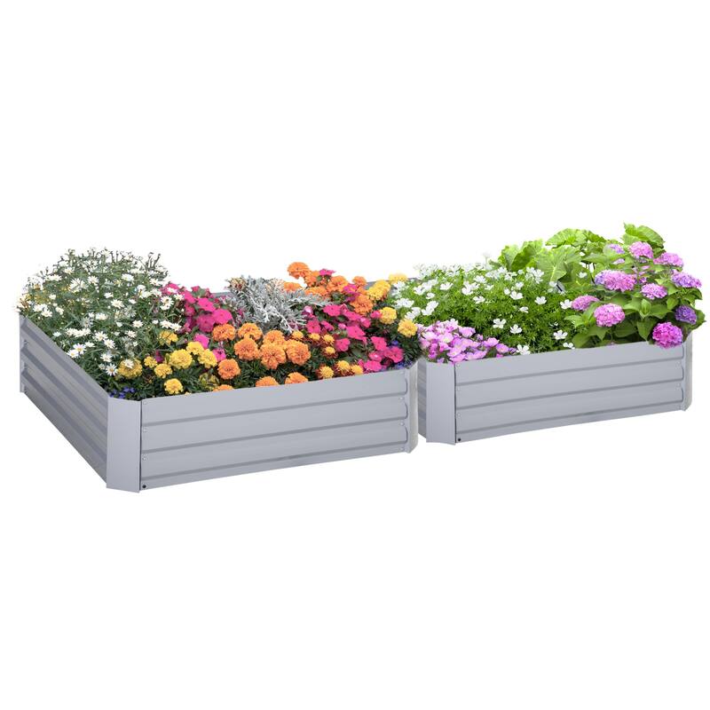 Weather-Resistant Raised Flower Beds Metal Raised Rectangular Flower Beds with Open Bottom for Growing Vegetables Flowers