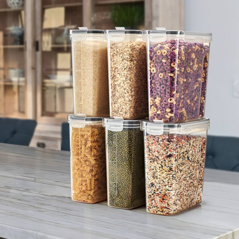 Sorbus Airtight Food Storage Dispensers - 6 Pack (Capacity 4L/16.9Cups) - 4.4" L x 9.5" W x 9.37" H