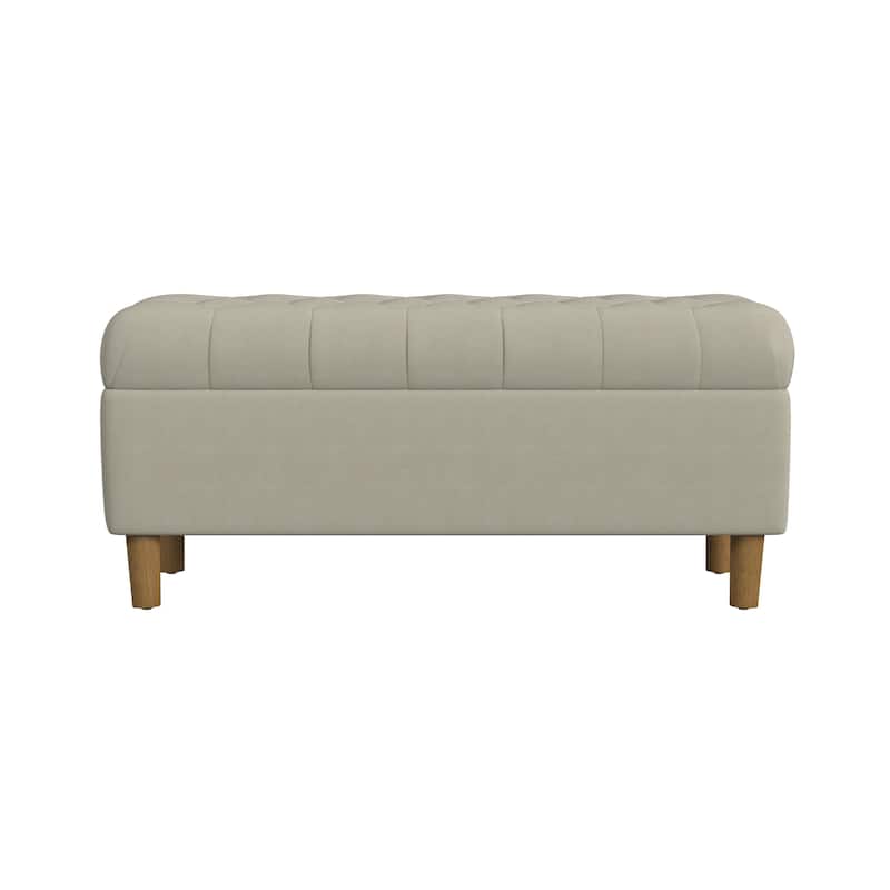 HomePop Button Tufted Top Storage Bench with Wood Legs - Fawn Velvet