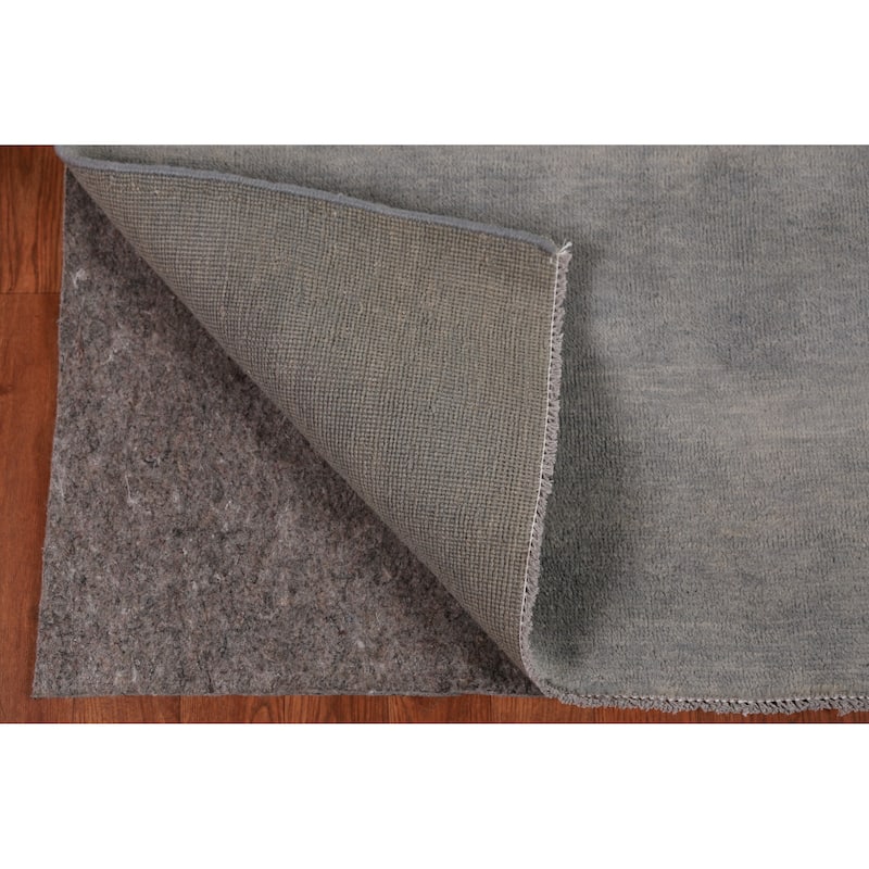 Hand Knotted Oriental 100% Wool Carpet Modern Solid Greys & Charcoal Gabbeh Runner Rug - 9' 10'' X 3' 0''
