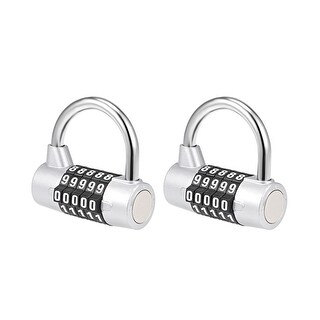 5-Digit Combination Padlock 2-1/2-inch Resettable Locker Lock Silver ...