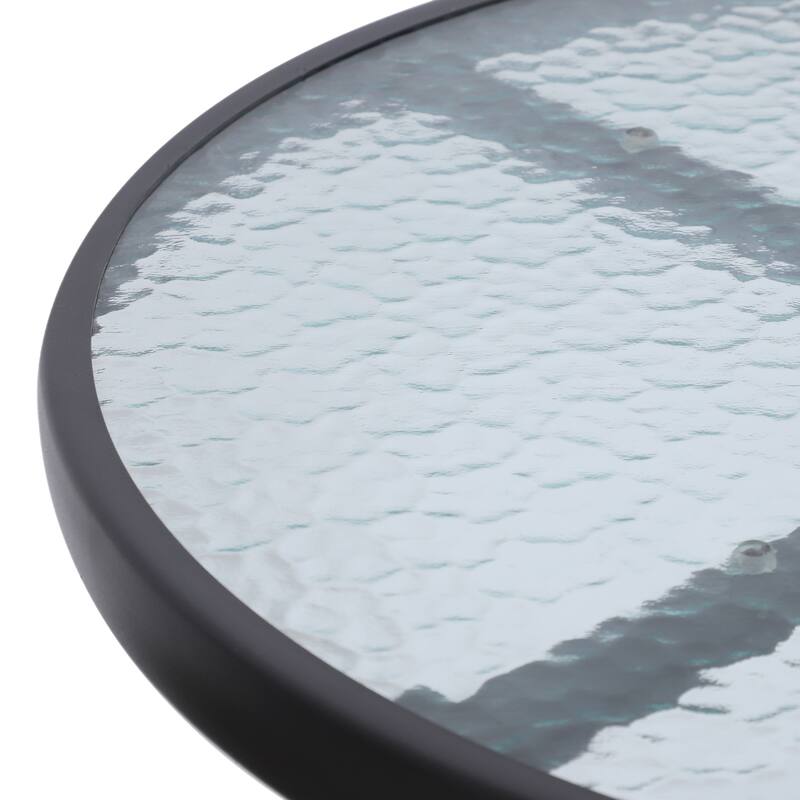 3-Piece Outdoor Pub Bistro Set with Round Glass-Top Table and 2 Bar Chairs, Weather-Resistant Patio Furniture for Garden聽