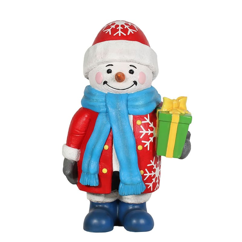 Snowman Holding Gift Commercial Christmas Outdoor Decoration - 36" - Multi